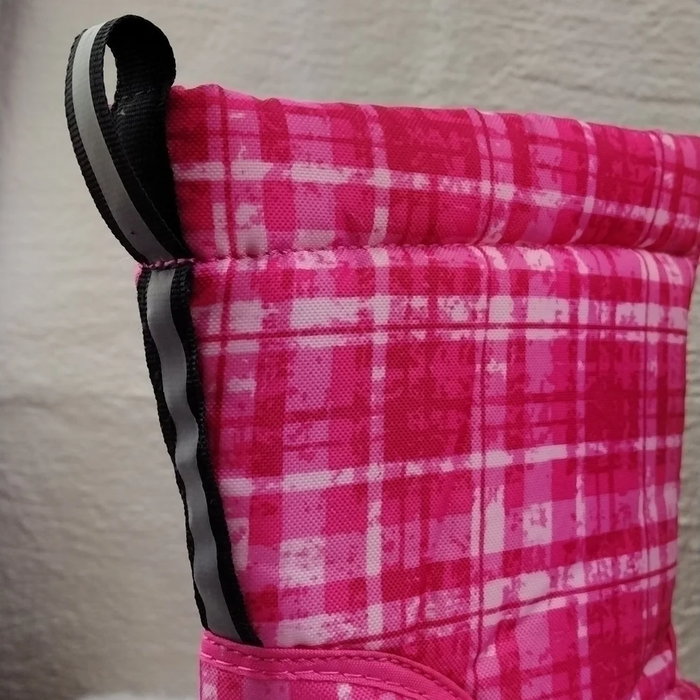 Northside Thermopile Black Pink Plaid Upper Zipper Front Step In Snow Boot Shoe